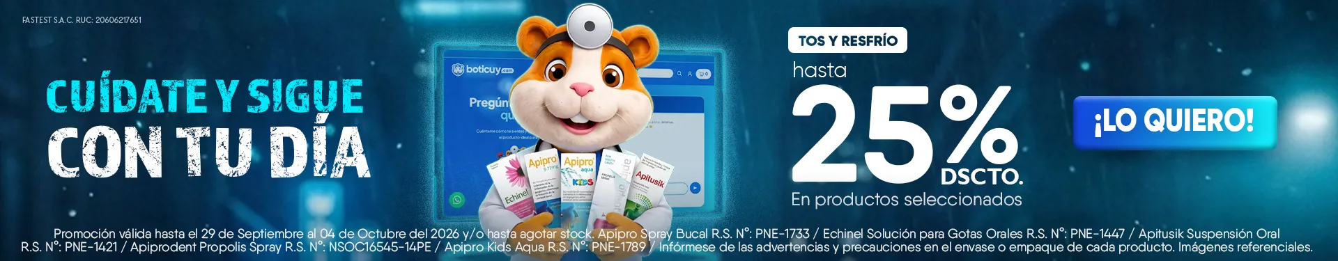 Campaña Tos y Resfrío, hasta 25% de descuento en productos seleccionados Boticuy