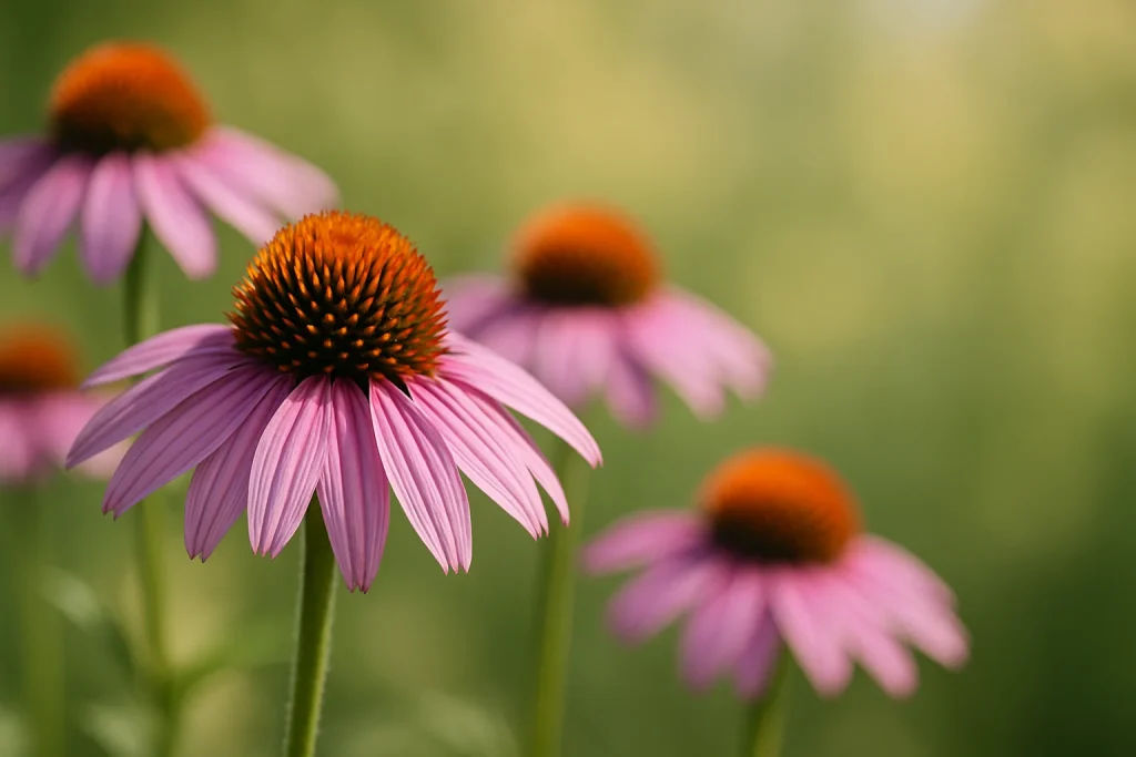 Flores de Echinacea purpurea (equinácea) en floración natural